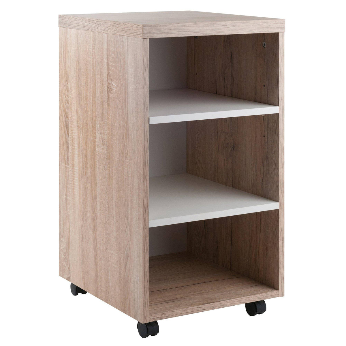Reclaimed Wood 3 Shelves Mobile Storage Cart A93385