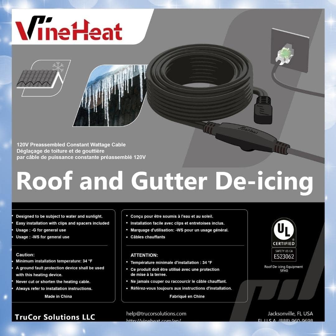 140 Ft De-Icing Cable for Roofs, Gutters and Downspouts L338361