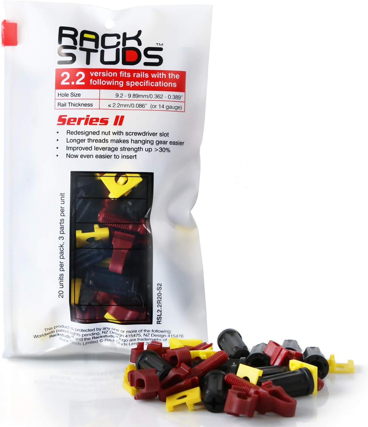 20-Pack Red 2.2mm Rack Mount Solution H68690