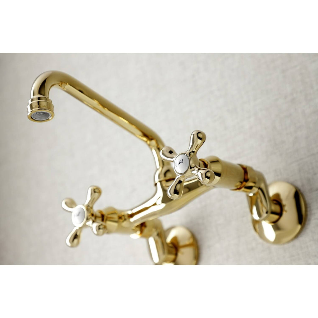 Polished Nickel Two Handle Wall Mount Kitchen Faucet H486817